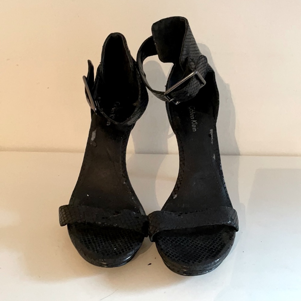 Calvin Klein Black Python Sandal Heel - image 1